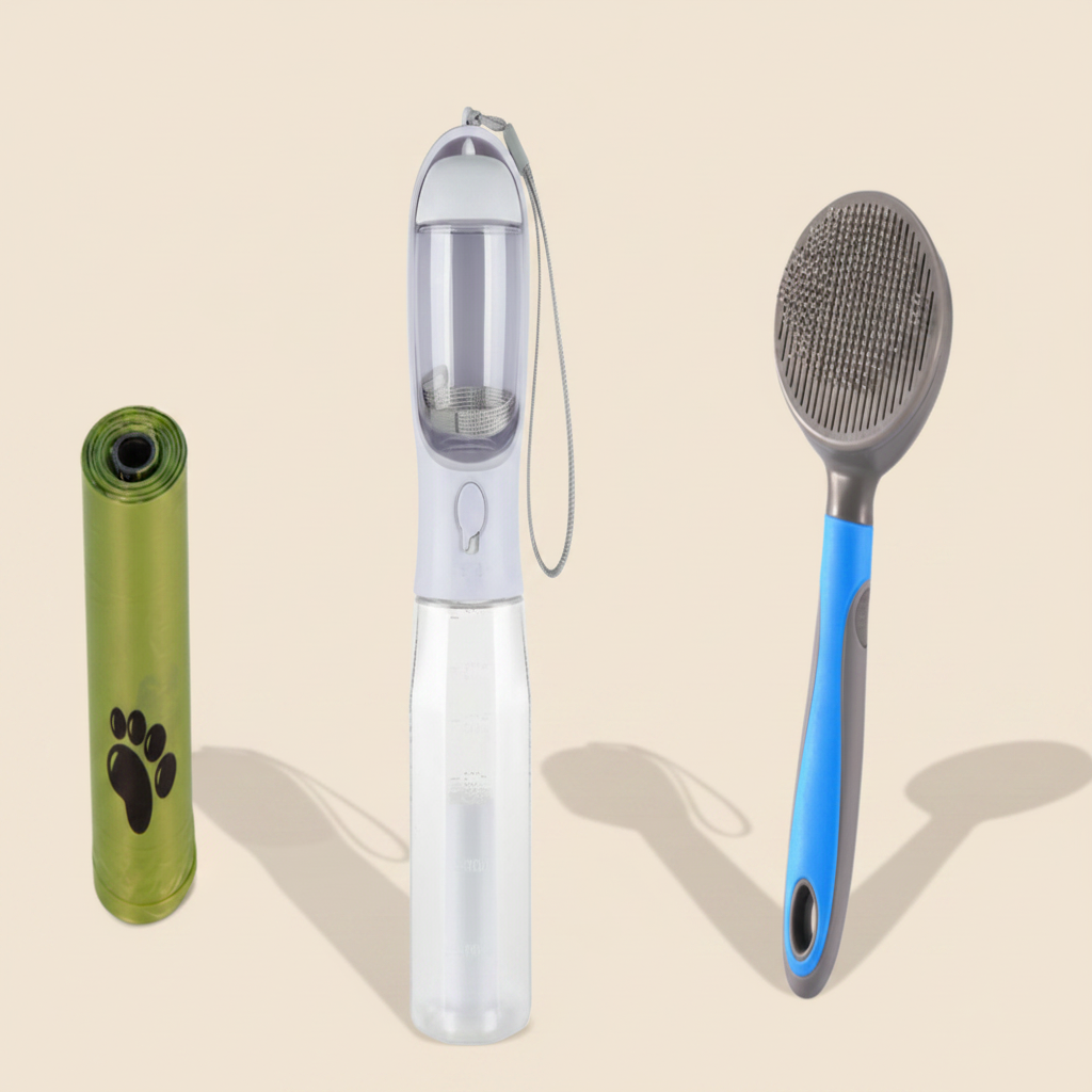 3 accessoires – fond beige