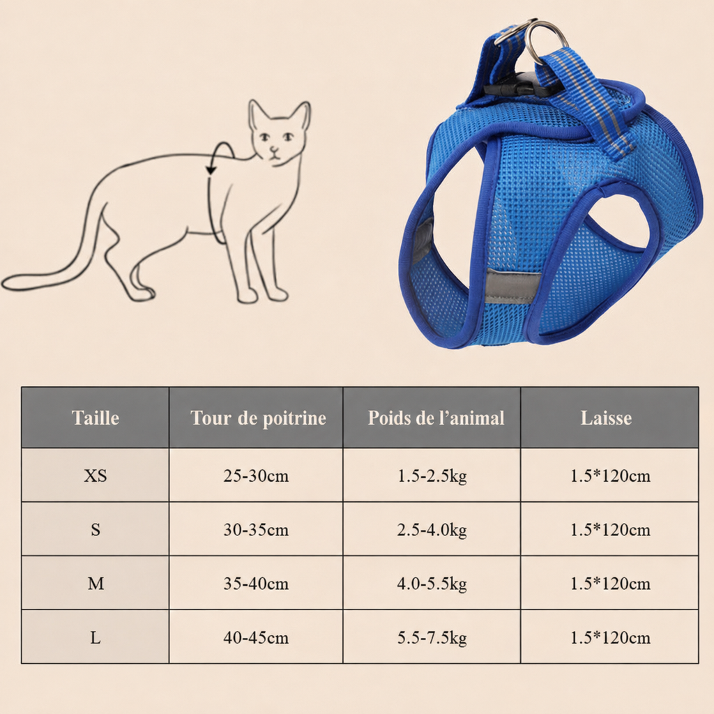 Léchouille & CO – Harnais anti-fugue pour chat – Balade sécurisée