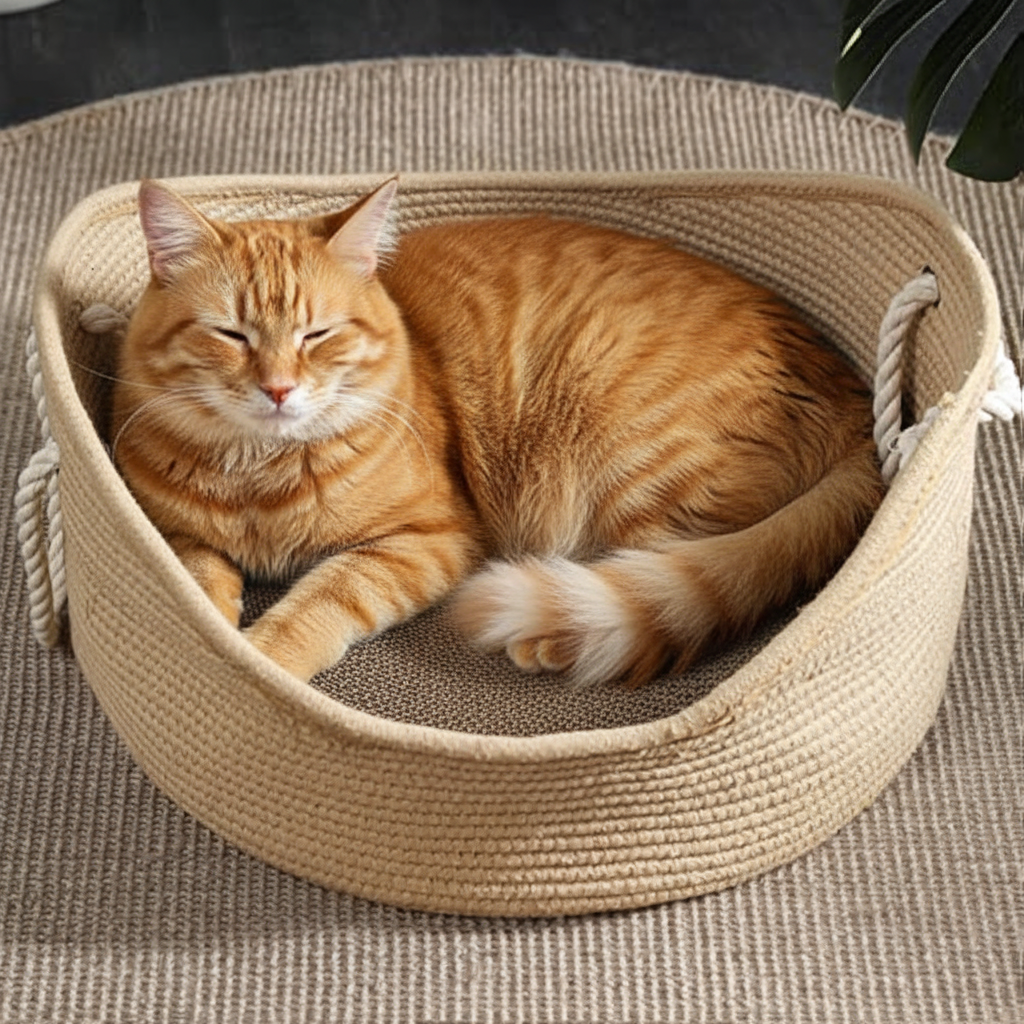 Corbeille tressée chat griffoir