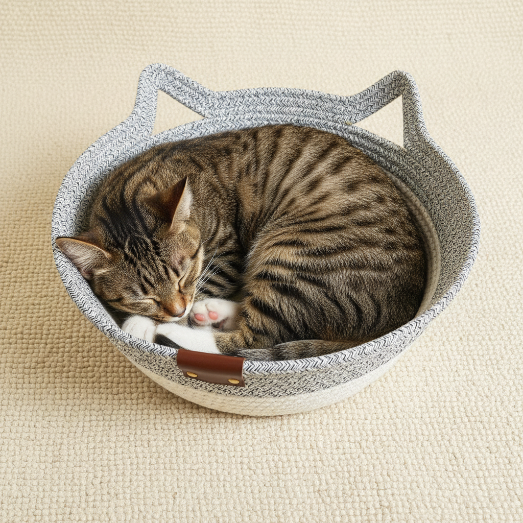 Corbeille tressée chat oreilles