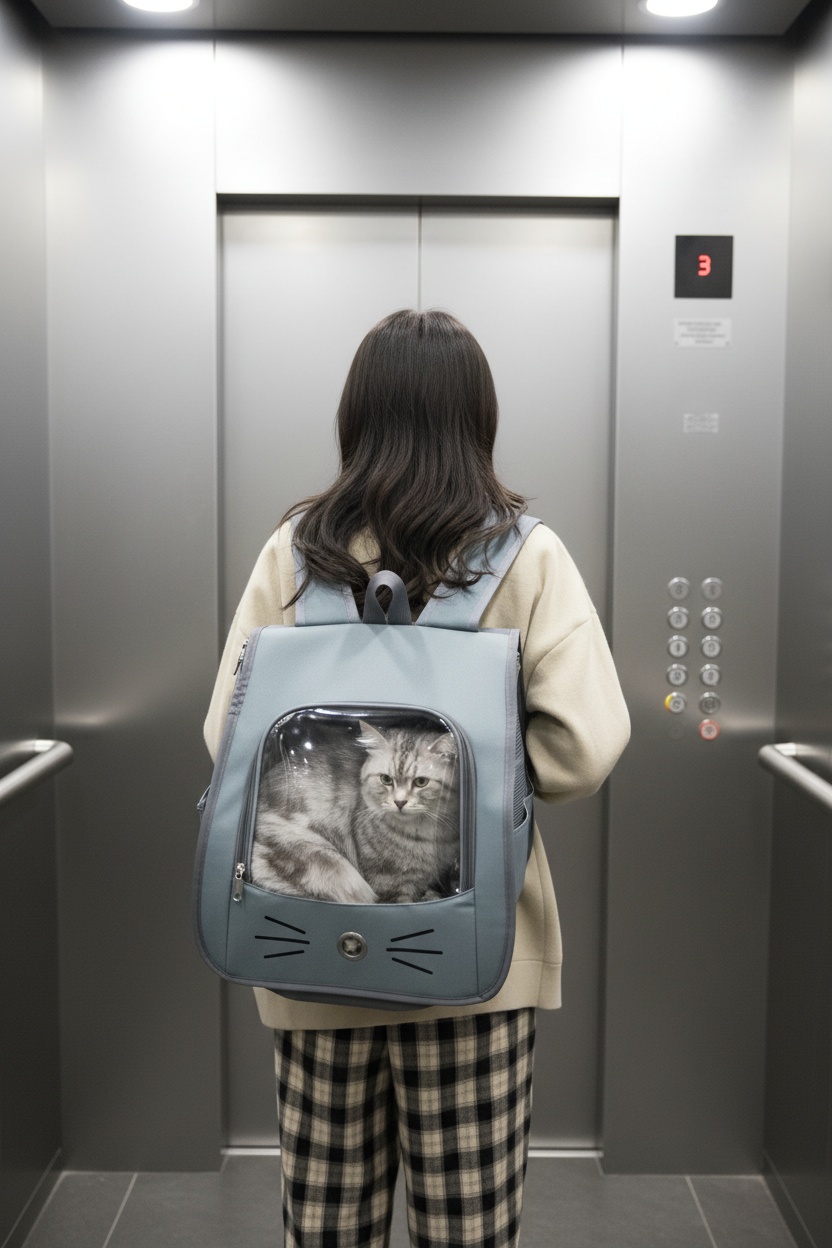 Dame française – sac bleu ascenseur