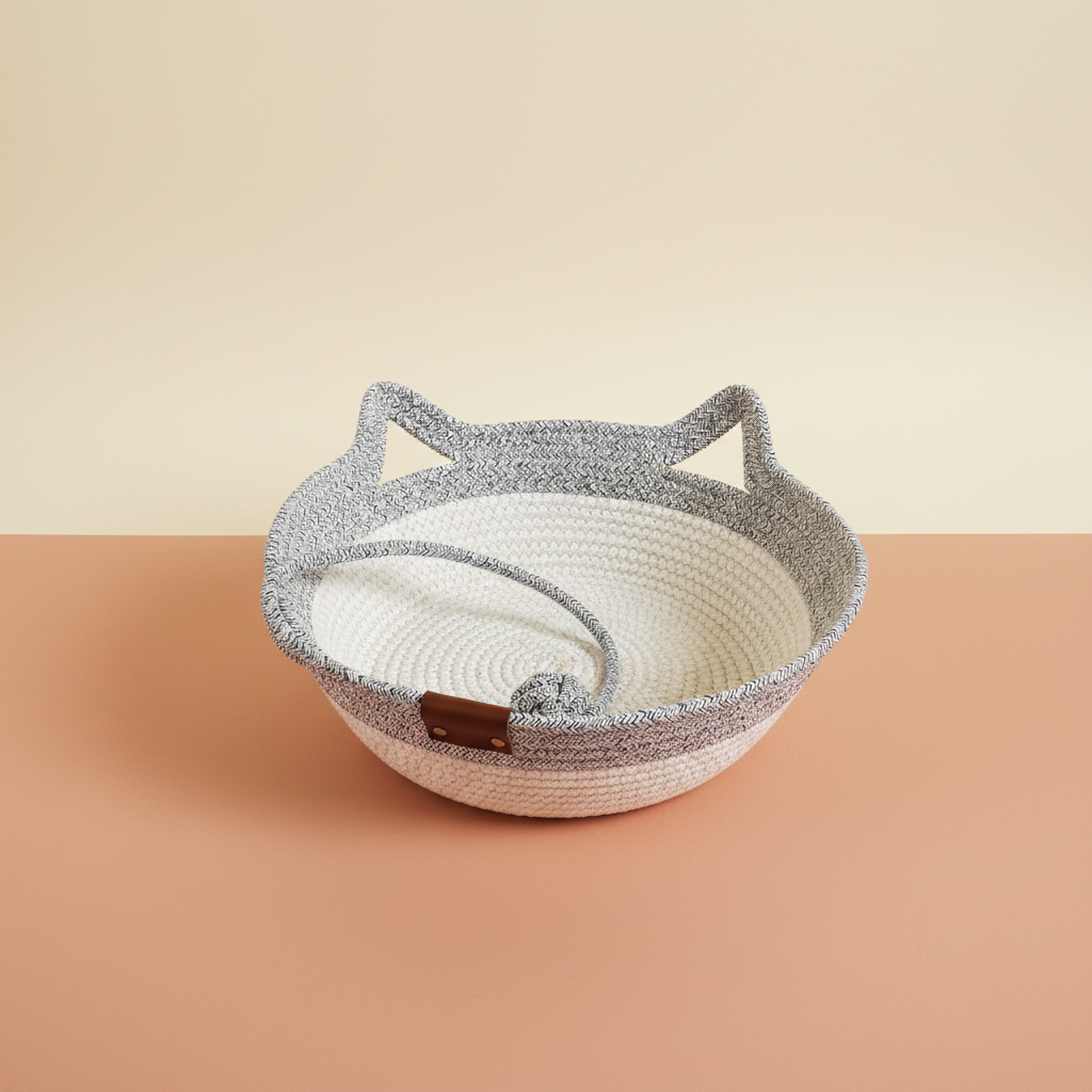 Panier blanc gris fond sobre